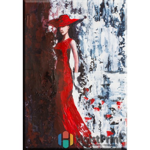 Картина девушка в красном, , 168.00 грн., IRR777100, , Картины Абстракция (Репродукции картин)